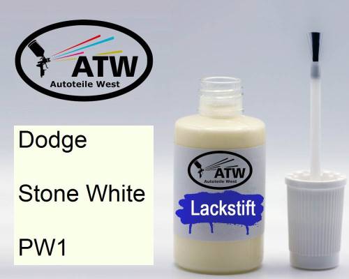 Dodge, Stone White, PW1: 20ml Lackstift, von ATW Autoteile West.